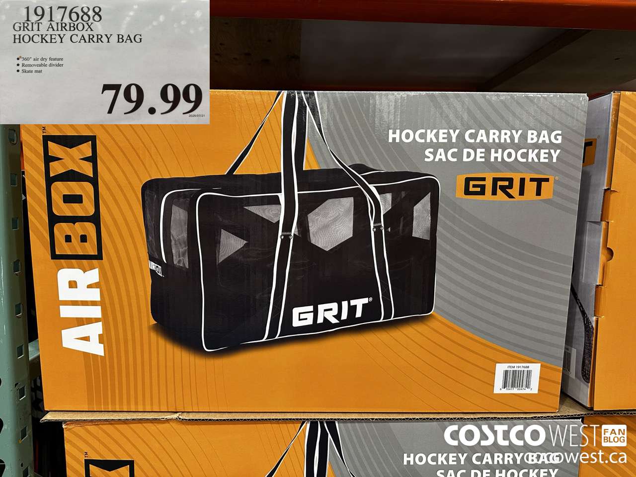 1917688 GRIT AIRBOX HOCKEY CARRY BAG $79.99