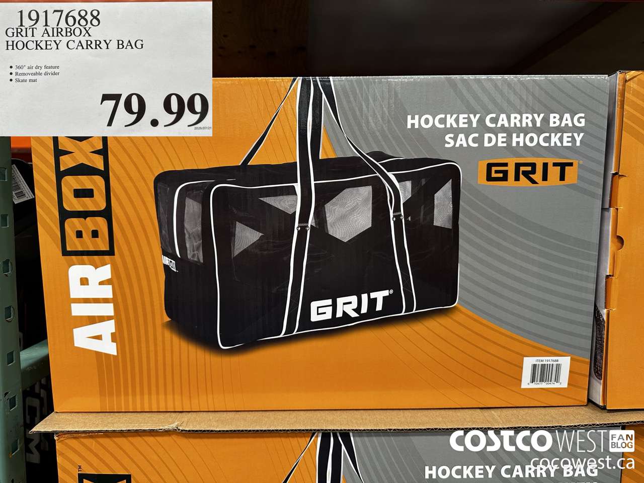 1917688 GRIT AIRBOX HOCKEY CARRY BAG $79.99