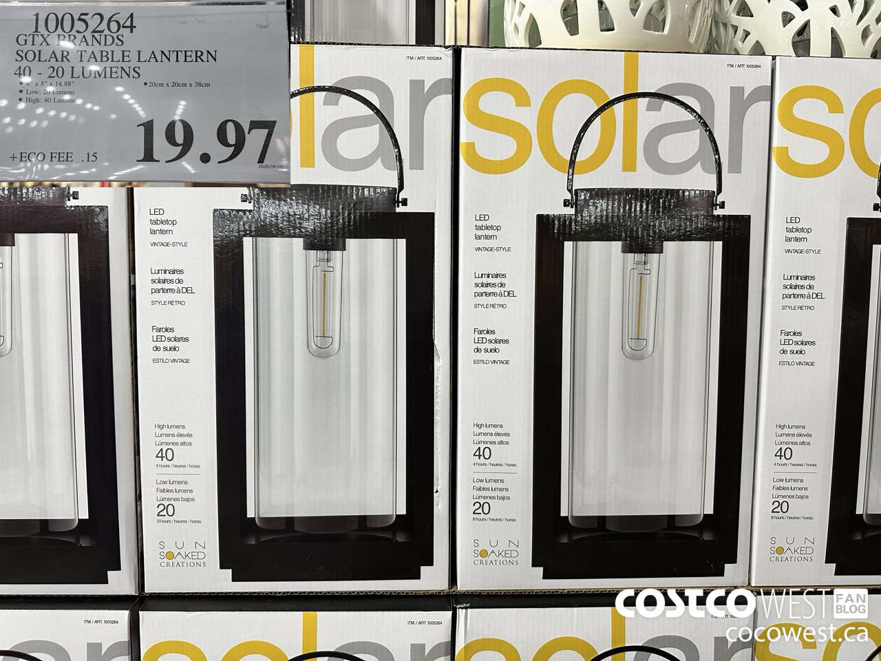 1005264 GTX BRANDS SOLAR TABLE LANTERN 40-20 LUMENS $19.97