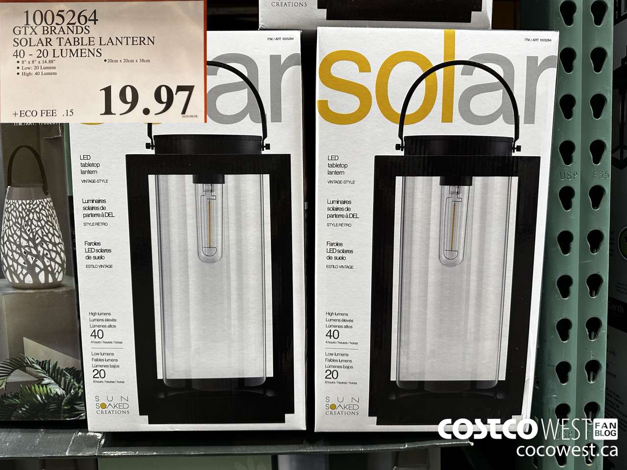 1005264 GTX BRANDS SOLAR TABLE LANTERN 40-20 LUMENS $19.97