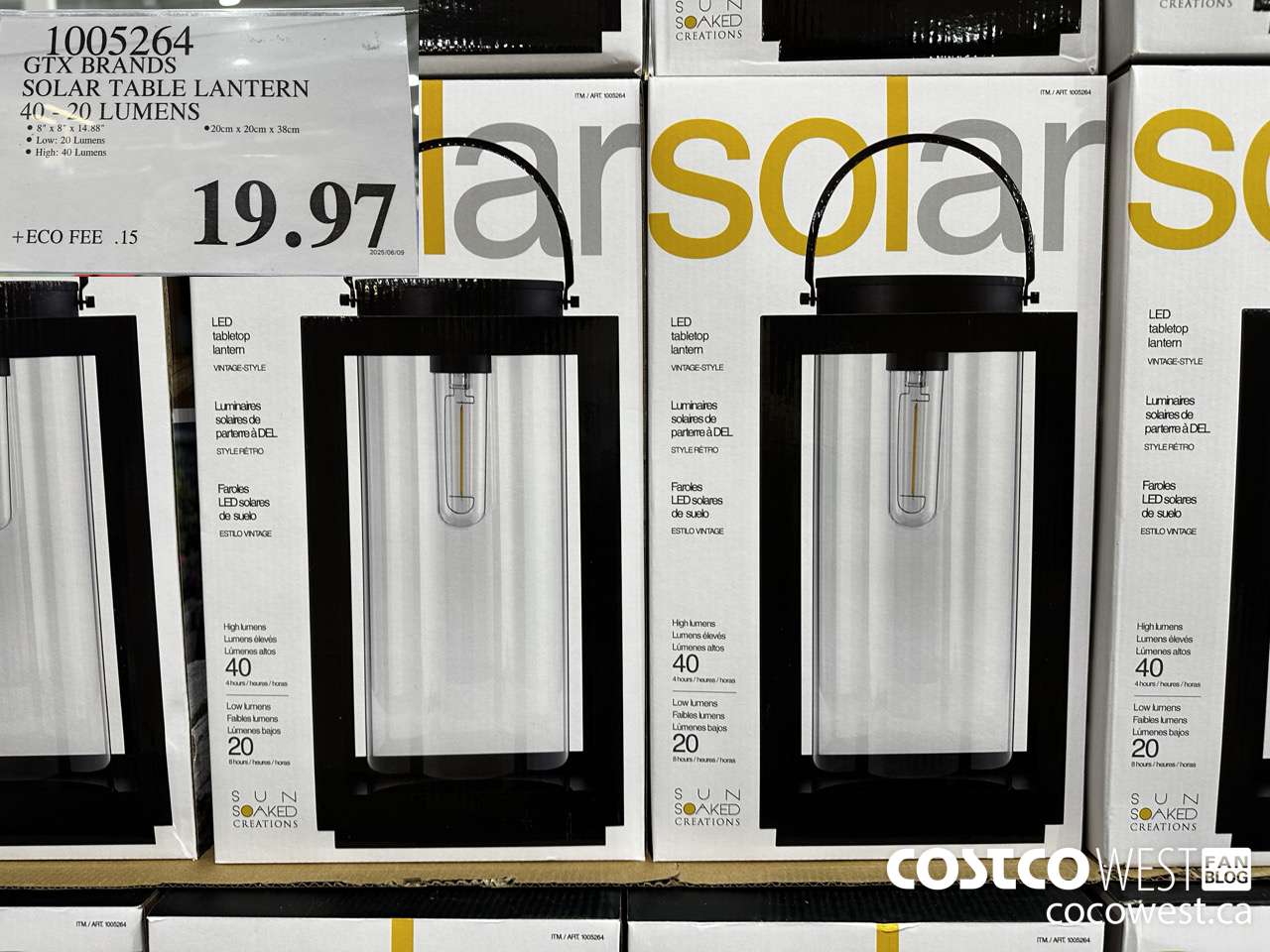 1005264 GTX BRANDS SOLAR TABLE LANTERN 40-20 LUMENS $19.97