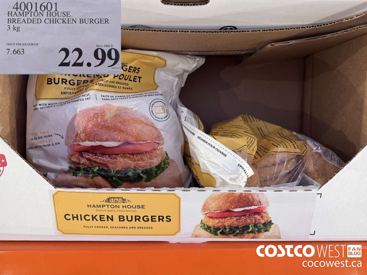 4001601 HAMPTON HOUSE BREADED CHICKEN BURGER 3 kg $22.99