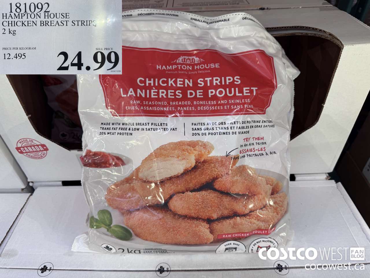181092 HAMPTON HOUSE CHICKEN BREAST STRIPS 2 kg $24.99