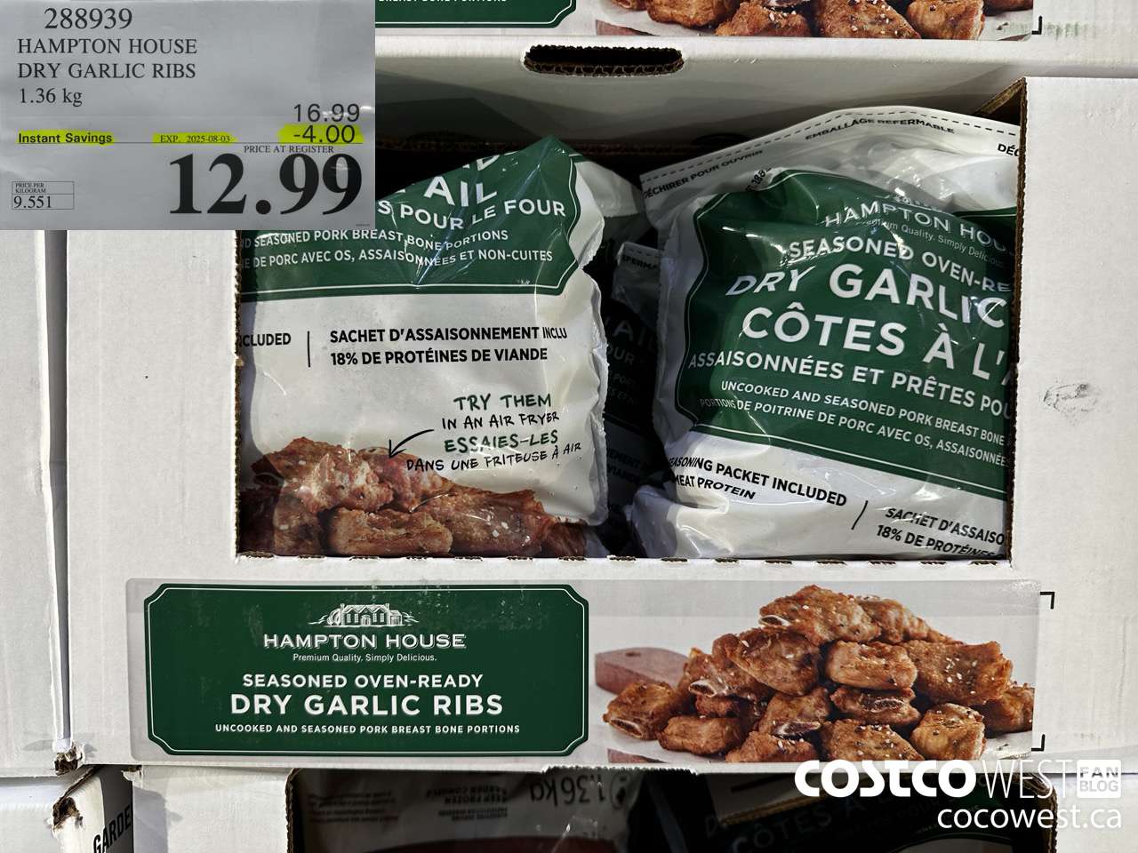 288939 HAMPTON HOUSE DRY GARLIC RIBS 1.36 kg ($4.00 INSTANT SAVINGS EXPIRES ON 2025-08-03) $12.99