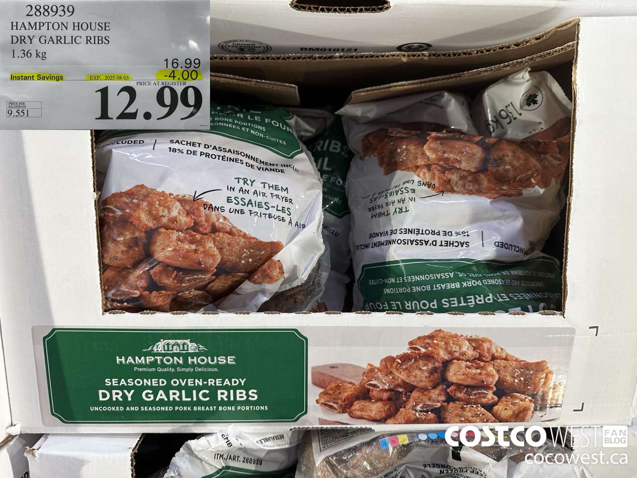 288939 HAMPTON HOUSE DRY GARLIC RIBS 1.36 kg ($4.00 INSTANT SAVINGS EXPIRES ON 2025-08-03) $12.99