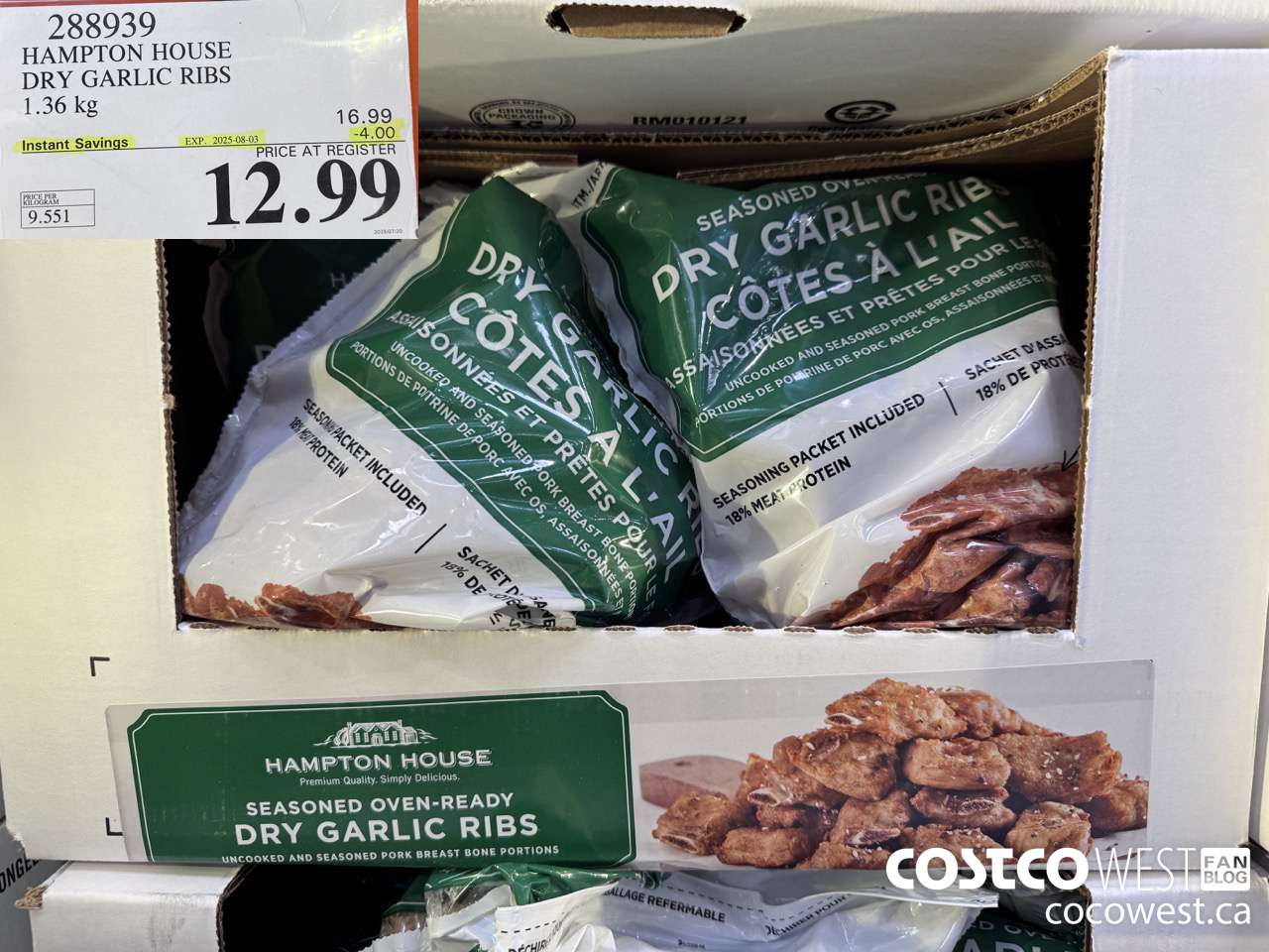 288939 HAMPTON HOUSE DRY GARLIC RIBS 1.36 kg ($4.00 INSTANT SAVINGS EXPIRES ON 2025-08-03) $12.99