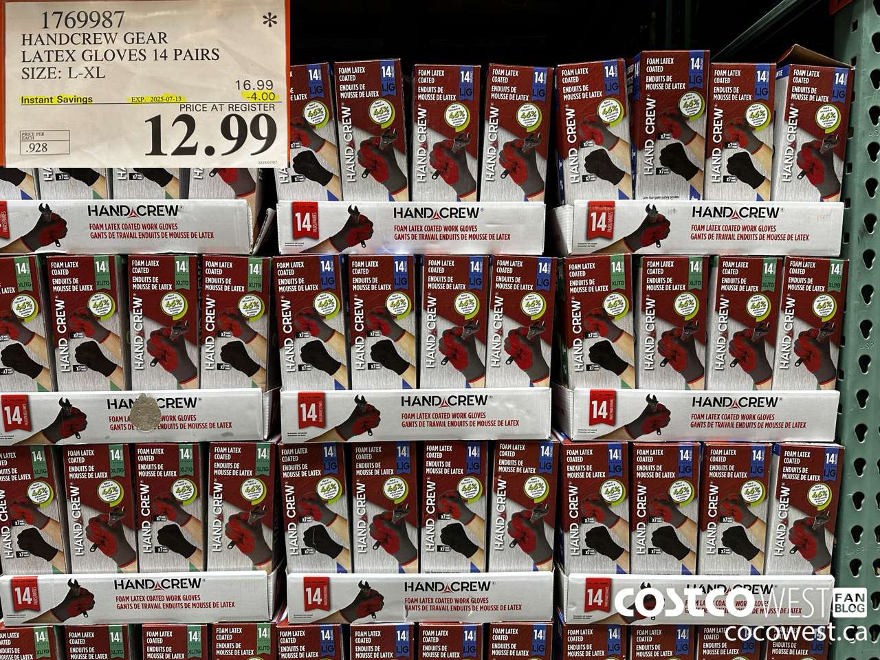 1769987 HANDCREW GEAR LATEX GLOVES 14 PAIR SIZE M-L ($4.00 INSTANT SAVINGS EXPIRES ON 2025-07-13) $12.99