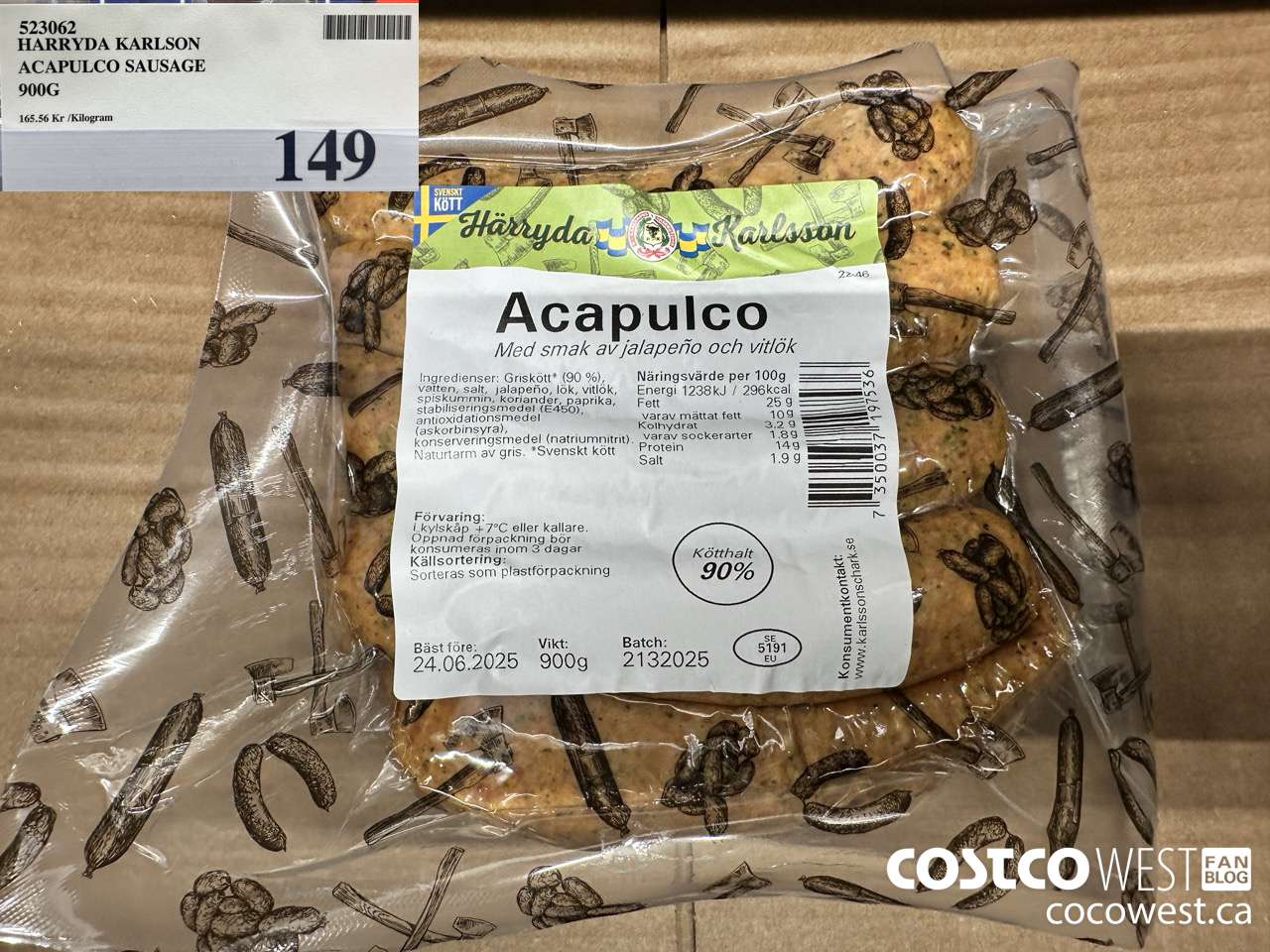 523062 HARRYDA KARLSON ACAPULCO SAUSAGE 900G $149.00