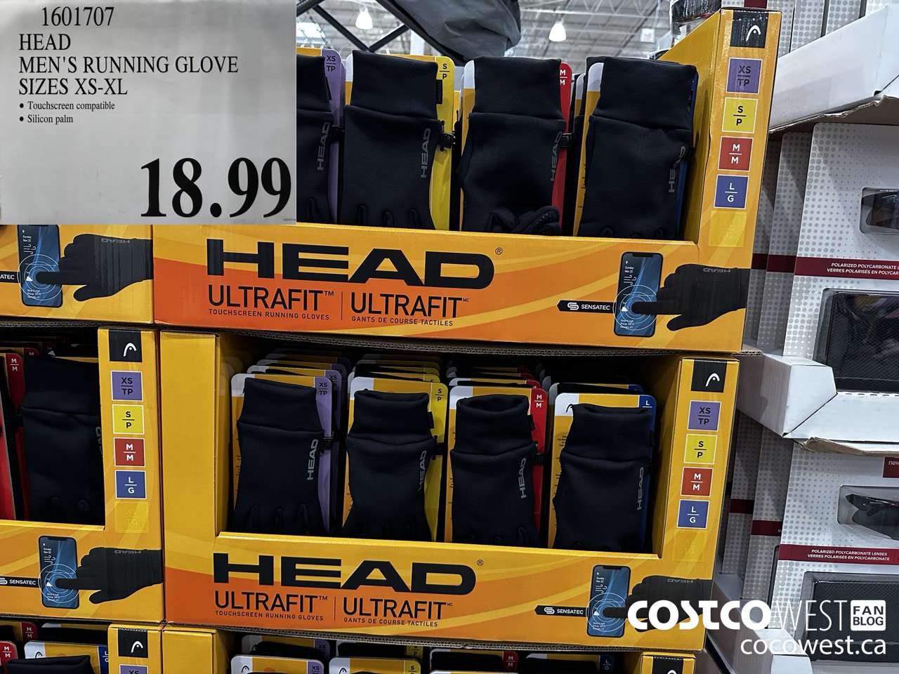 1601707 HEAD MEN'S RUNNING GLOVE SIZES XS-XL $18.99