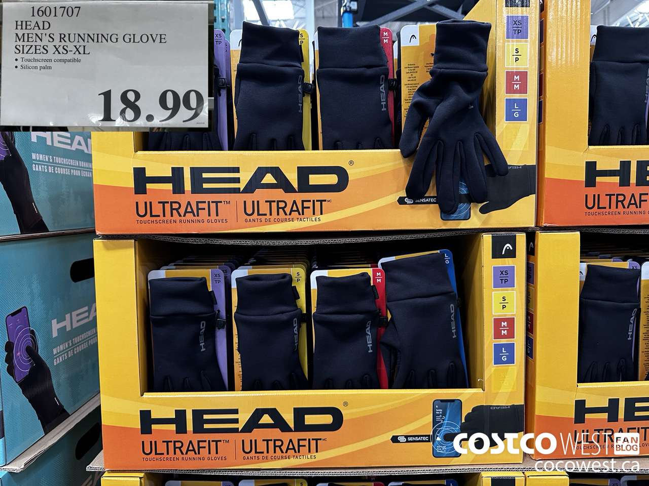 1601707 HEAD MEN'S RUNNING GLOVE SIZES XS-XL $18.99