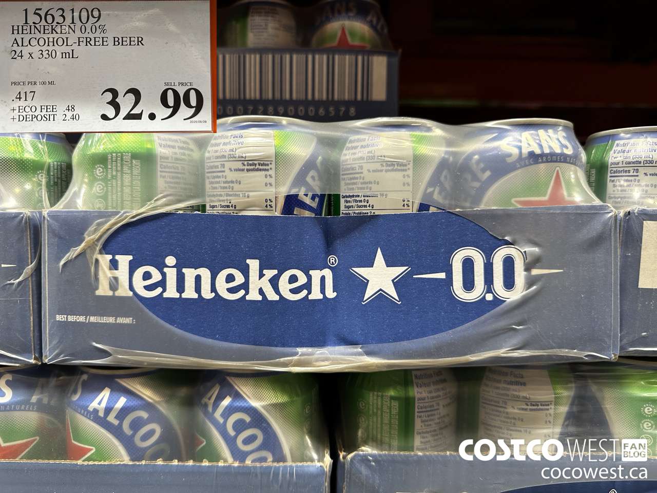 1563109 HEINEKEN 0% CANETTES 24 X 330 ML $32.99
