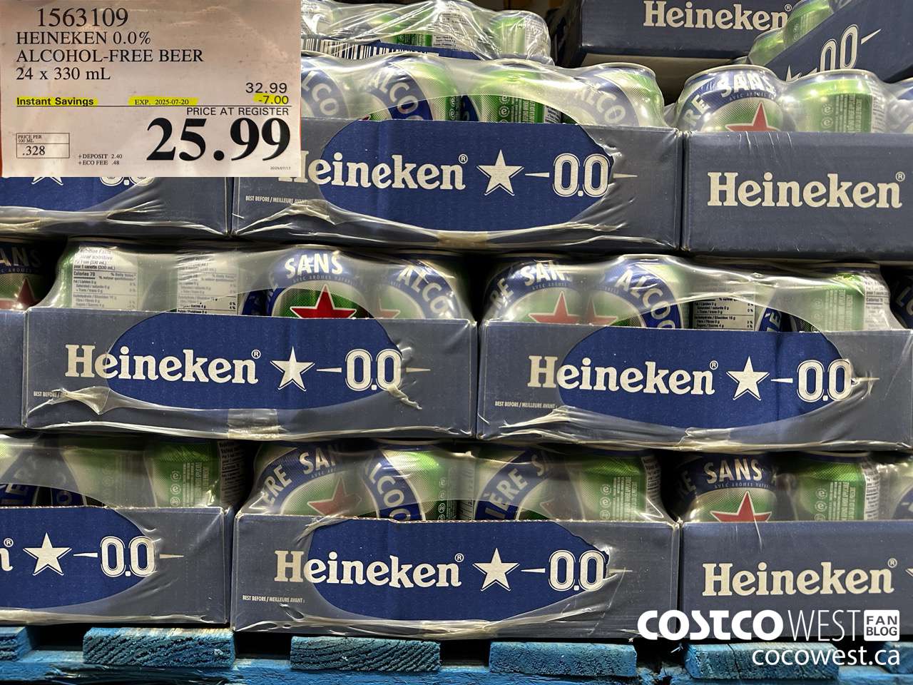 1563109 HEINEKEN 0% CANETTES 24 X 330 ML ($7.00 INSTANT SAVINGS EXPIRES ON 2025-07-20) $25.99