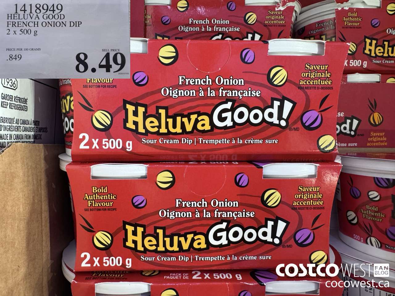 418949 HELUVA GOOD FRENCH ONION DIP 2 X 500G $8.49
