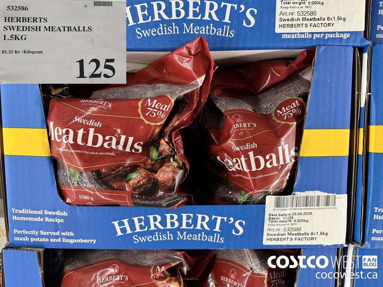 532586 HERBERTS SWEDISH MEATBALLS 1.5KG $125.00