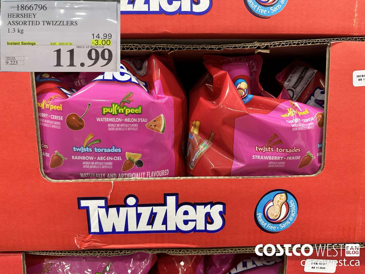 1866796 HERSHEY ASSORTED TWIZZLERS 1.3KG ($3.00 INSTANT SAVINGS EXPIRES ON 2025-07-20) $11.99