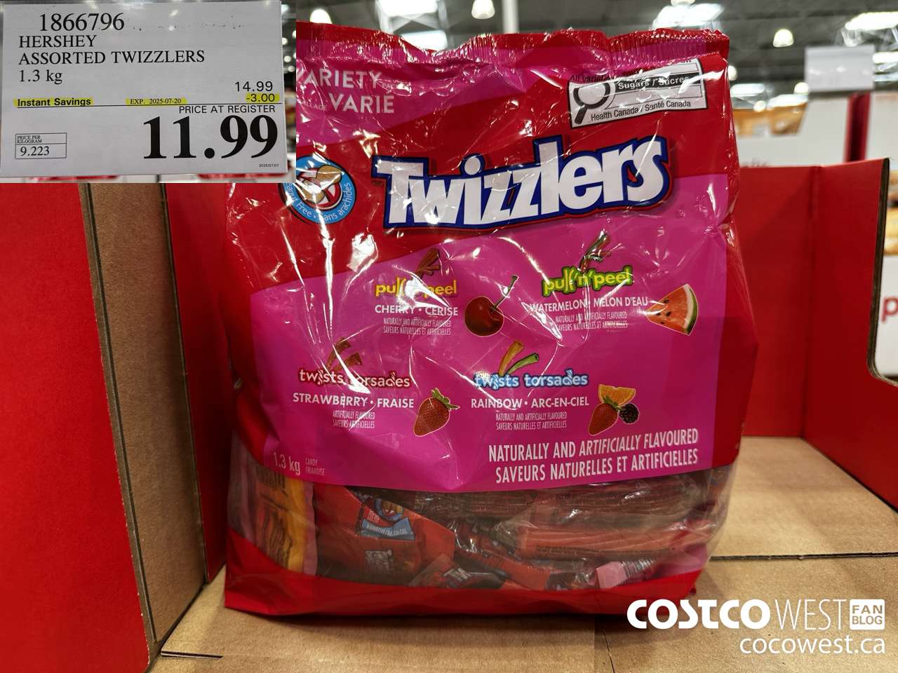 1866796 HERSHEY ASSORTED TWIZZLERS 1.3KG ($3.00 INSTANT SAVINGS EXPIRES ON 2025-07-20) $11.99