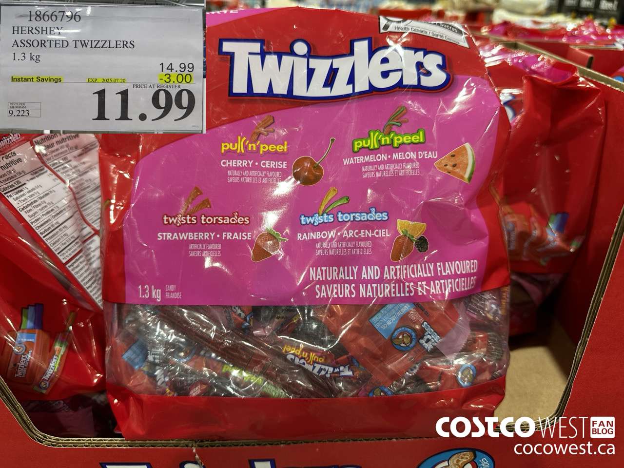 1866796 HERSHEY ASSORTED TWIZZLERS 1.3KG ($3.00 INSTANT SAVINGS EXPIRES ON 2025-07-20) $11.99