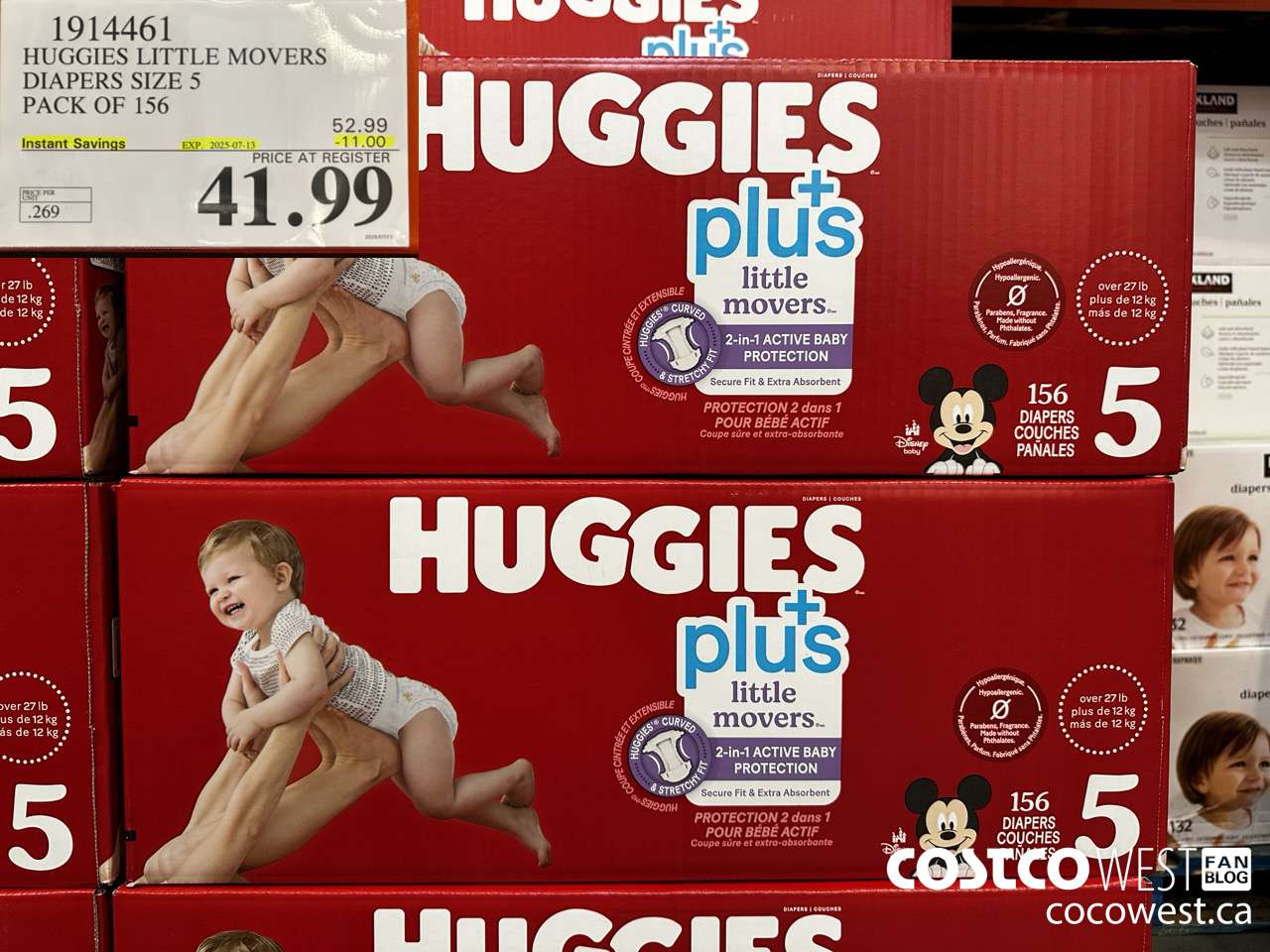 1914461 HUGGIES LITTLE MOVERS DIAPERS SIZE 5 PACK OF 156 ($11.00 INSTANT SAVINGS EXPIRES ON 2025-07-13) $41.99