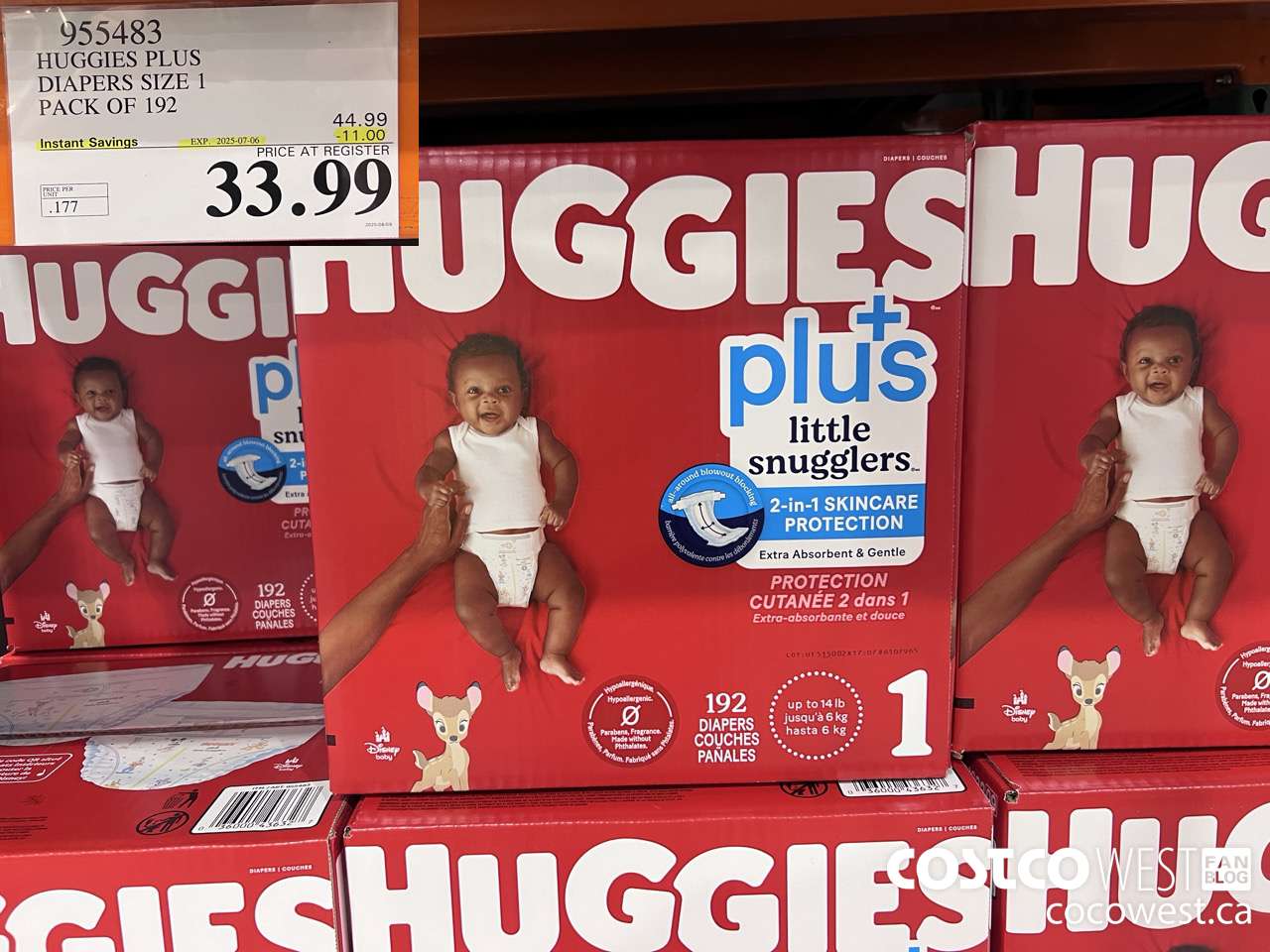 955483 HUGGIES LITTLE SNUGGLE SIZE 1 DIAPERS PACK OF 192 ($11.00 INSTANT SAVINGS EXPIRES ON 2025-07-06) $33.99