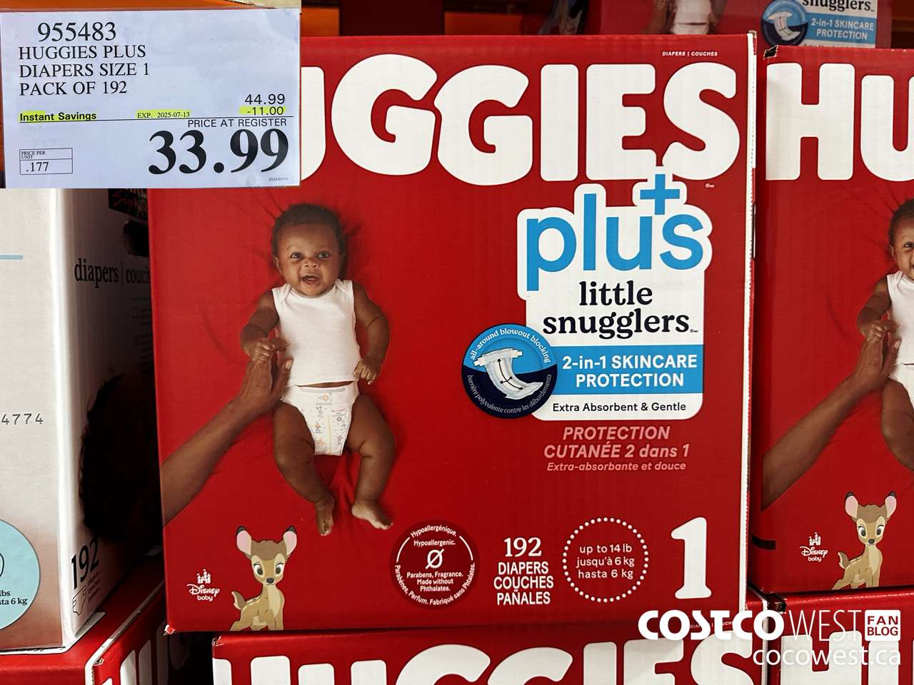 955483 HUGGIES LITTLE SNUGGLE SIZE 1 DIAPERS PACK OF 192 ($11.00 INSTANT SAVINGS EXPIRES ON 2025-07-13) $33.99