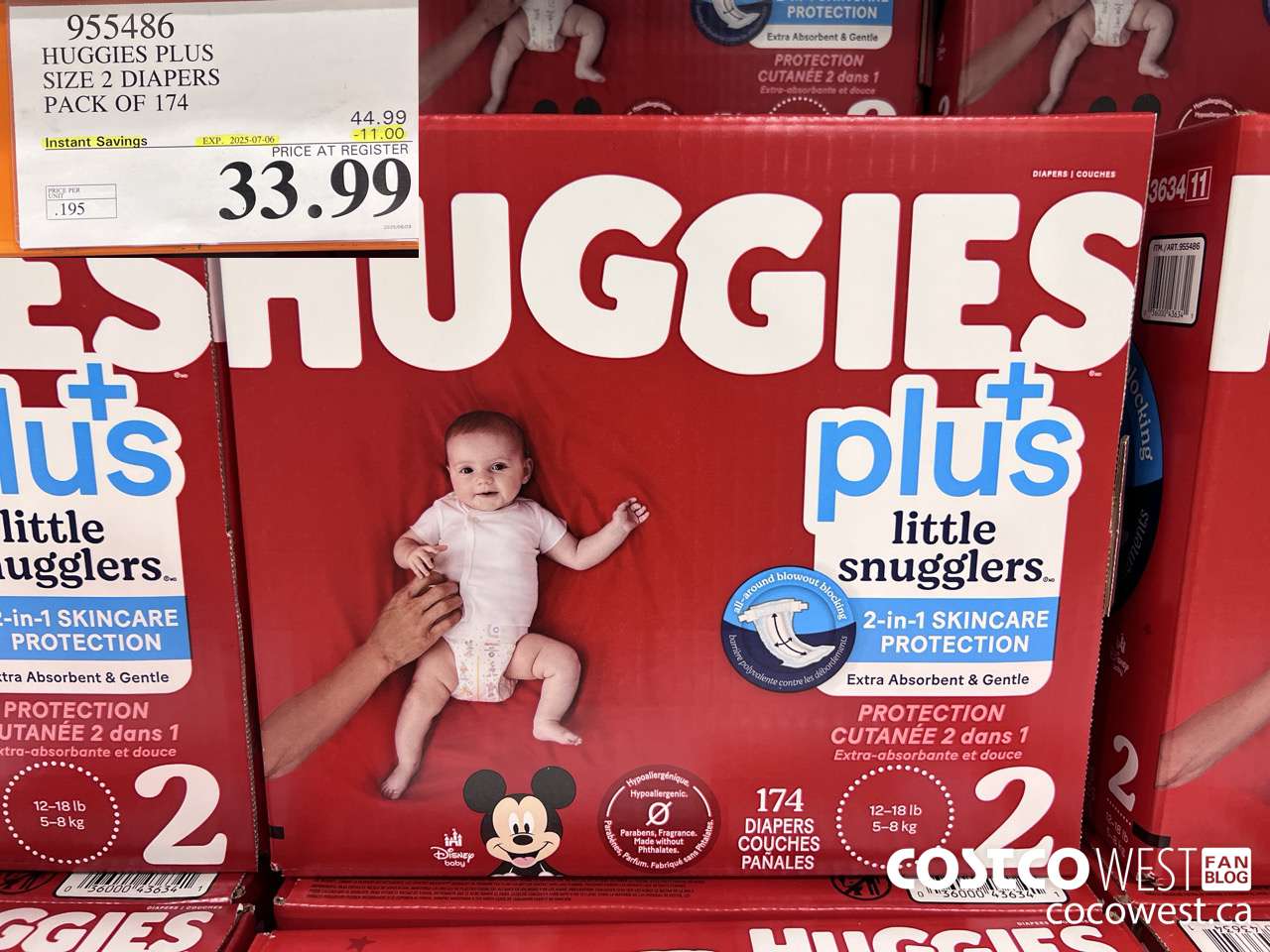 955486 HUGGIES LITTLE SNUGGLE SIZE 2 DIAPERS PACK OF 174 ($11.00 INSTANT SAVINGS EXPIRES ON 2025-07-06) $33.99