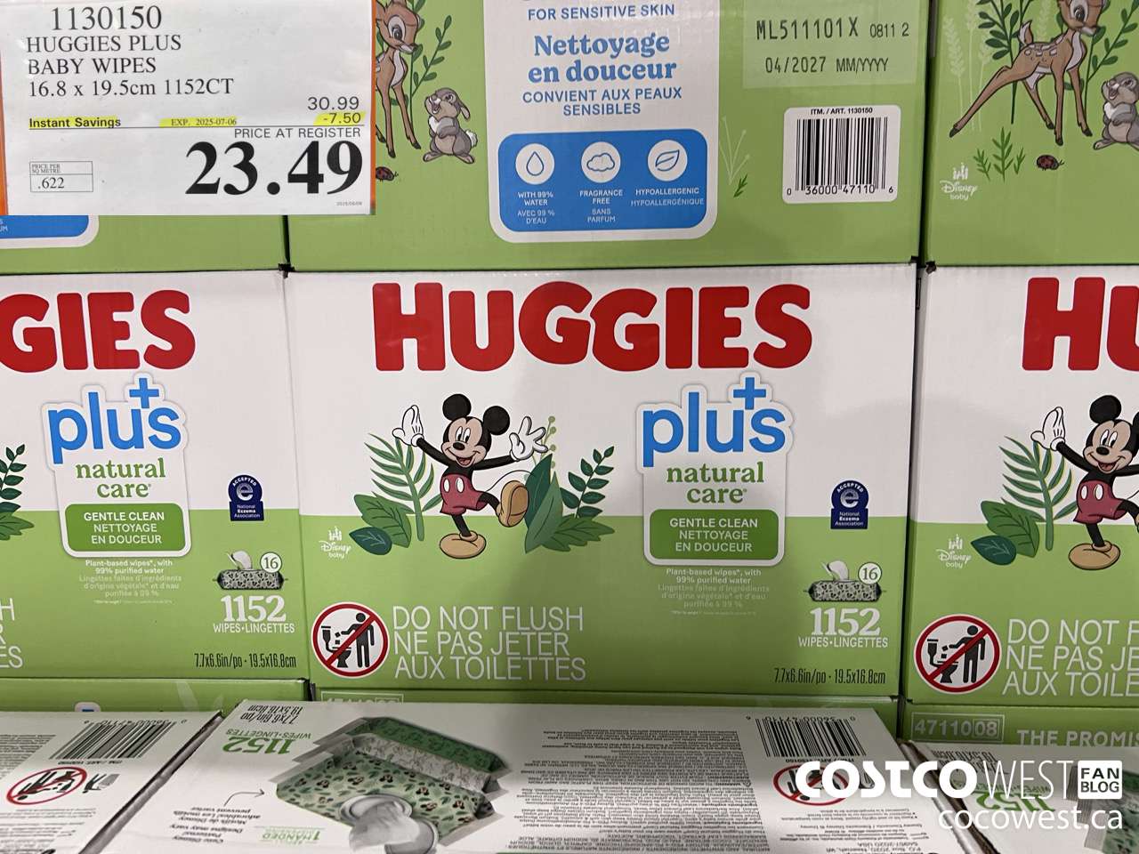 1130150 HUGGIES PLUS BABY WIPES 16.8 X 19.5 CM 1152CT ($7.50 INSTANT SAVINGS EXPIRES ON 2025-07-06) $23.49