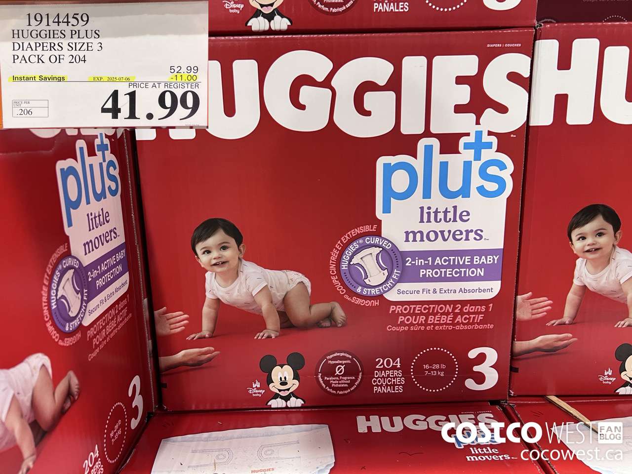 1914459 HUGGIES PLUS DIAPERS SIZE 3 PACK OF 204 ($11.00 INSTANT SAVINGS EXPIRES ON 2025-07-06) $41.99