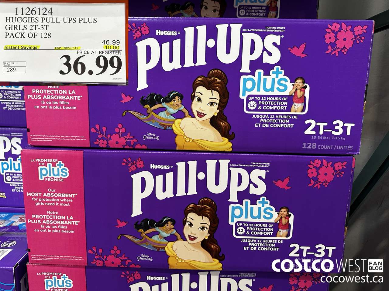 1126124 HUGGIES PULL-UPS PLUS GIRLS 2T-3T PACK OF 128 ($10.00 INSTANT SAVINGS EXPIRES ON 2025-07-13) $36.99