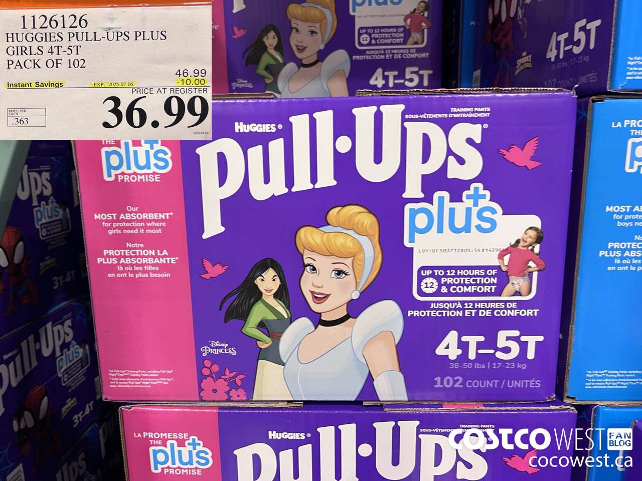 1126126 HUGGIES PULL-UPS PLUS GIRLS 4T-5T PACK OF 102 ($10.00 INSTANT SAVINGS EXPIRES ON 2025-07-06) $36.99