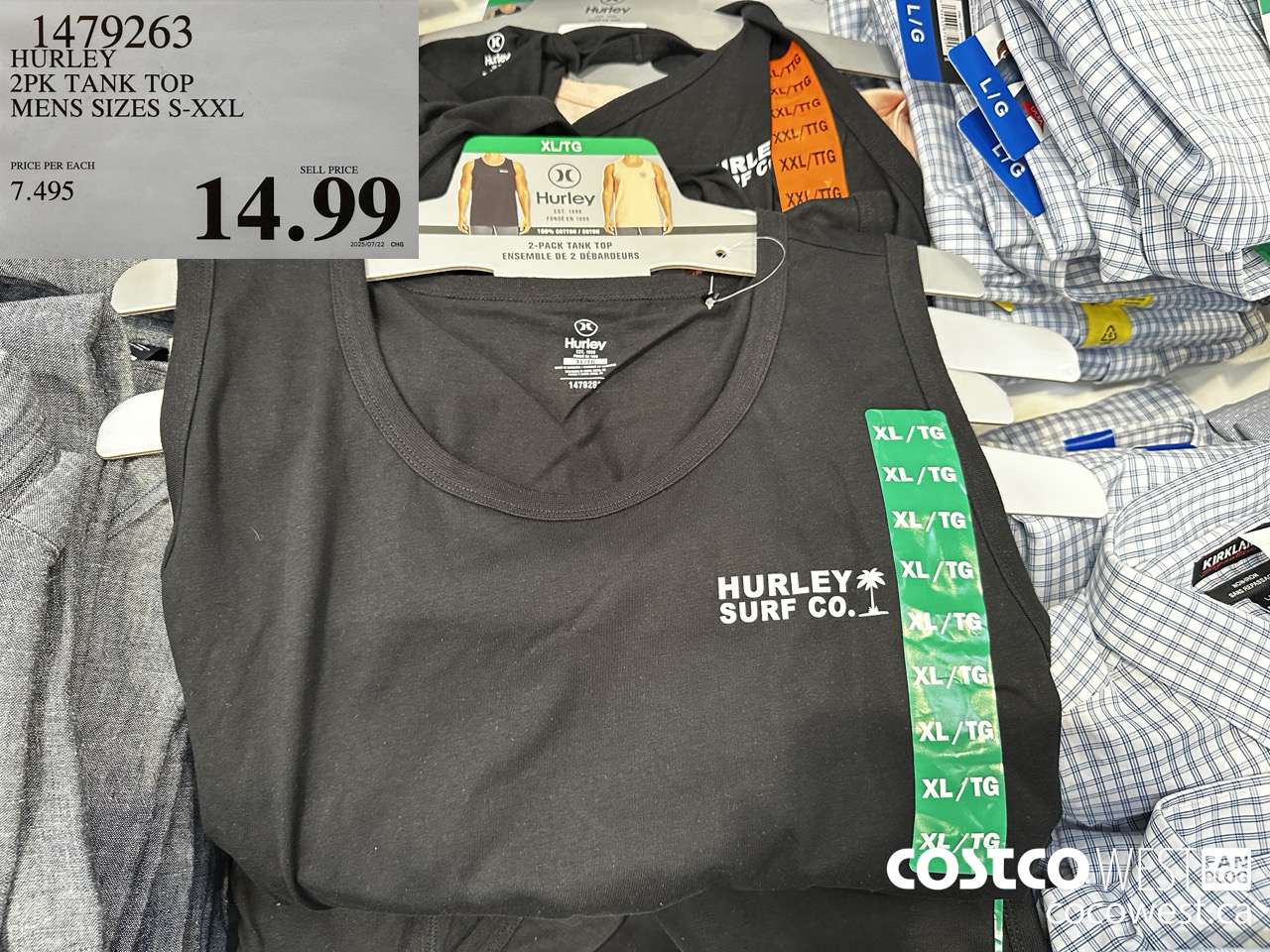 1479263 HURLEY 2PK TANK TOP MENS SIZES S-XXL $14.99