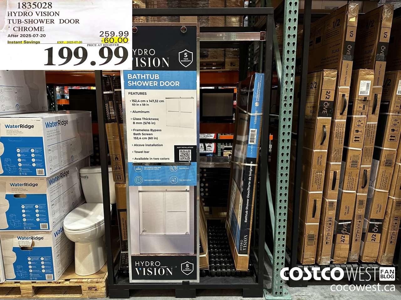 1835028 HYDRO VISION TUB-SHOWER DOOR CHROME ($60.00 INSTANT SAVINGS EXPIRES ON 2025-07-20) $199.99