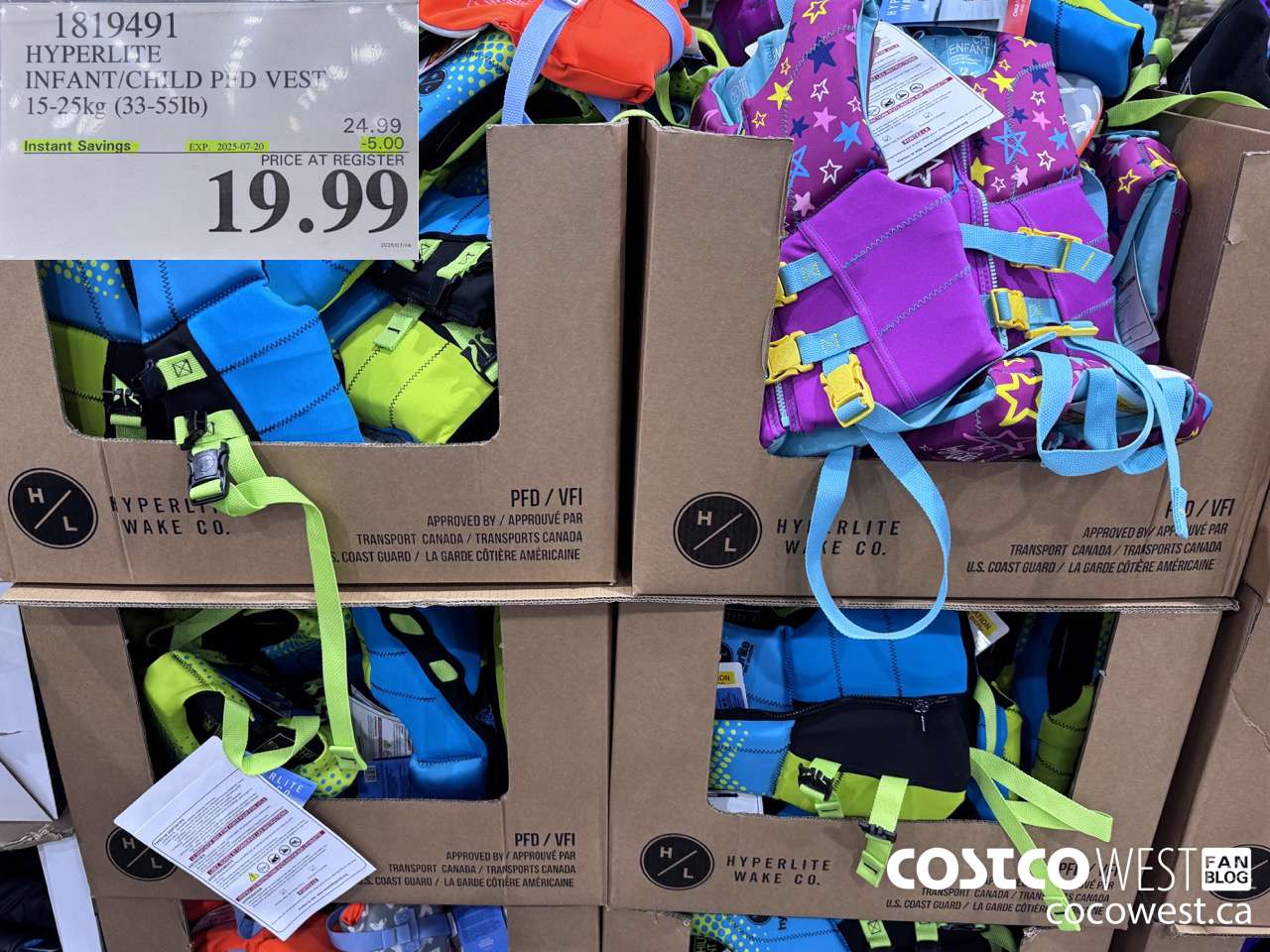 1819491 HYPERLITE INFANT/CHILD PFD VEST 15-25KG (33-55LB) ($5.00 INSTANT SAVINGS EXPIRES ON 2025-07-20) $19.99