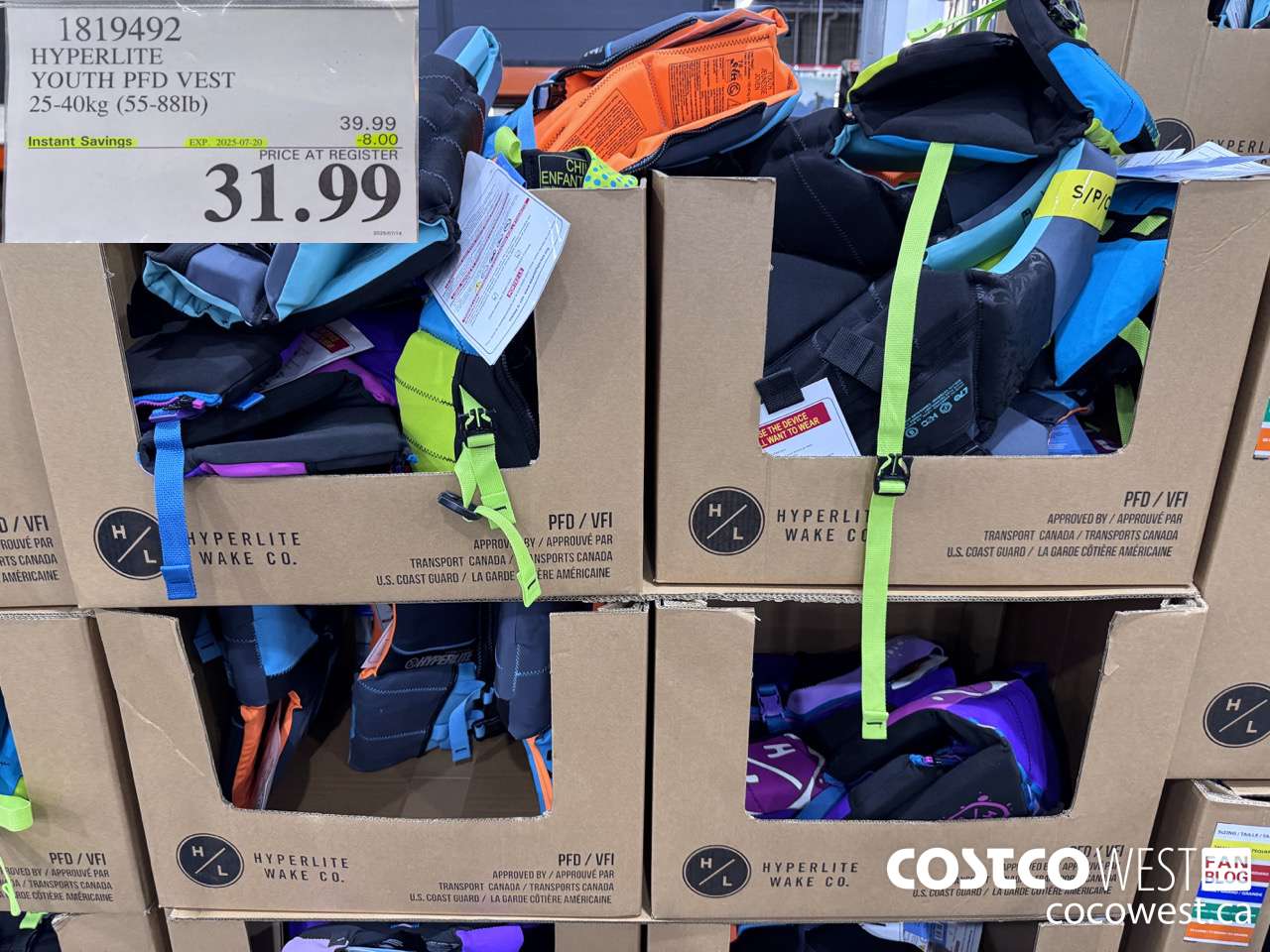 1819492 HYPERLITE YOUTH PFD VEST 25-40KG (55-88LB) ($8.00 INSTANT SAVINGS EXPIRES ON 2025-07-20) $31.99