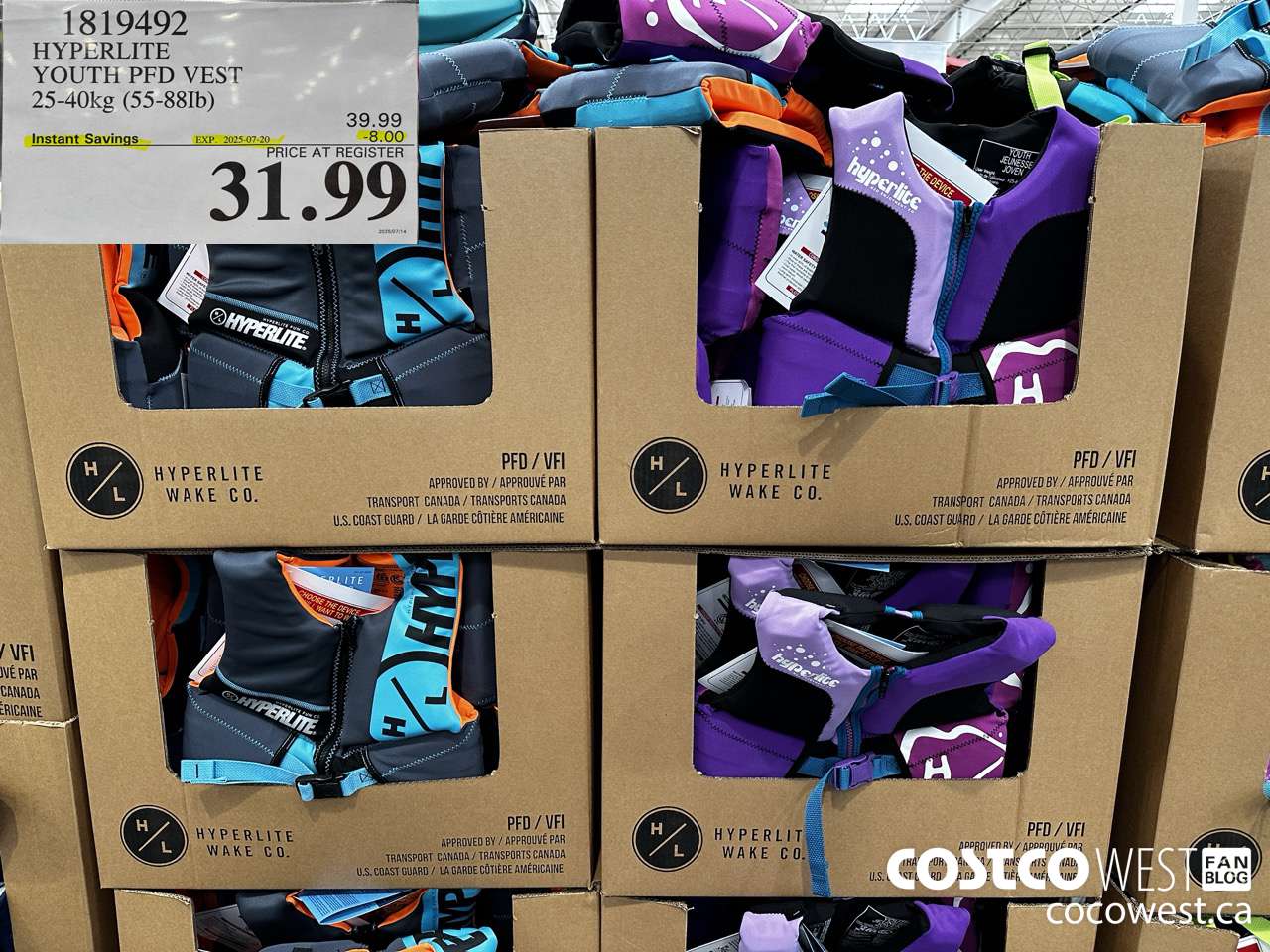 1819492 HYPERLITE YOUTH PFD VEST 25-40KG (55-88LB) ($8.00 INSTANT SAVINGS EXPIRES ON 2025-07-20) $31.99