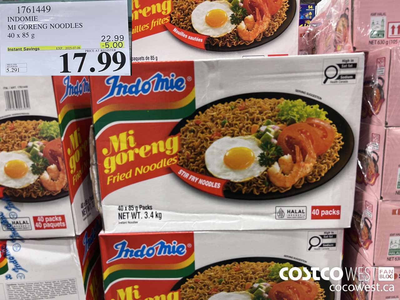 1761449 INDOMIE MI GORENG NOODLES 40 x 85 g ($5.00 INSTANT SAVINGS EXPIRES ON 2025-07-06) $17.99