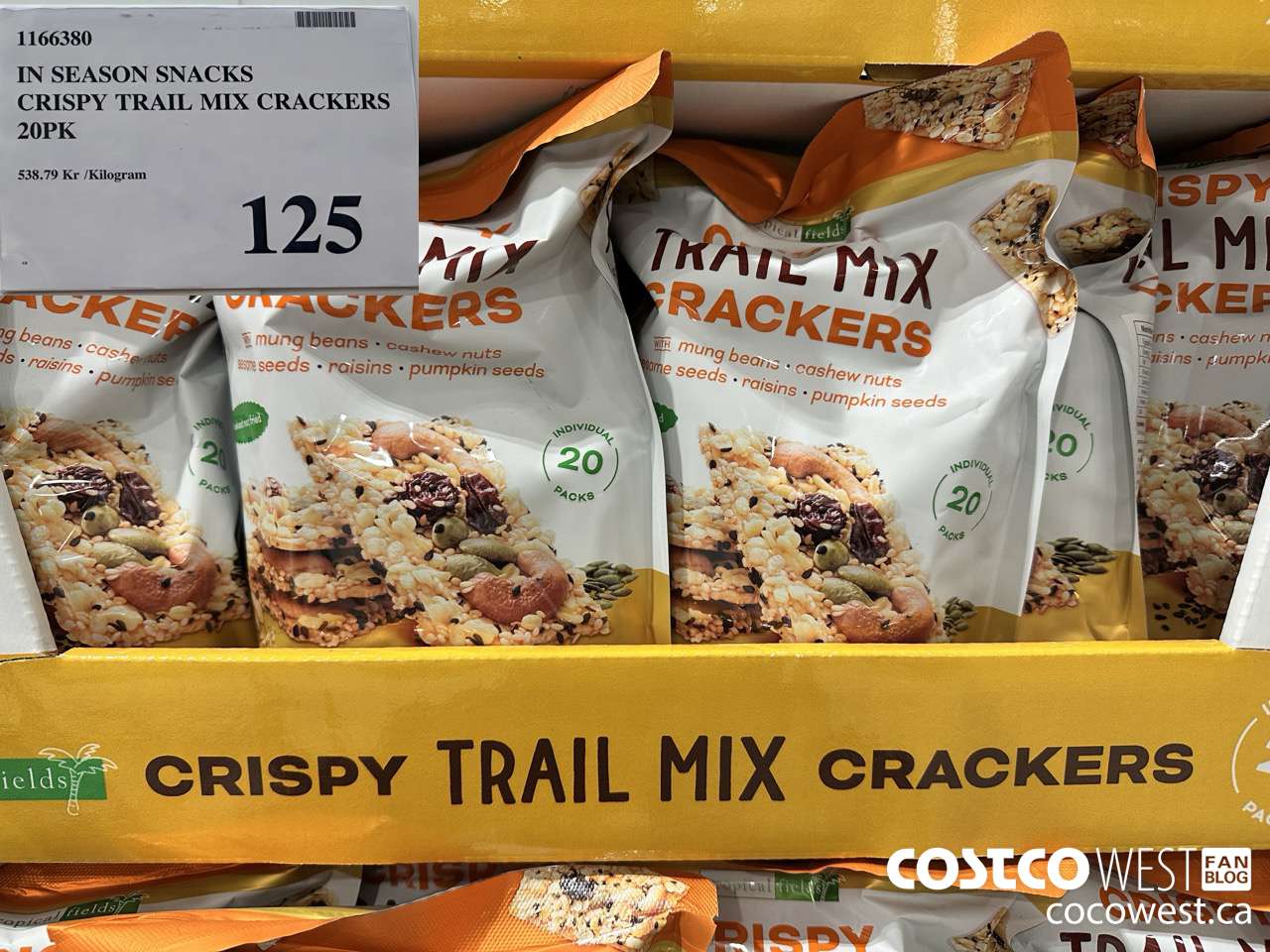 1166380 IN SEASON SNACKS CRISPY TRAIL MIX CRACKERS 20PK $125.00