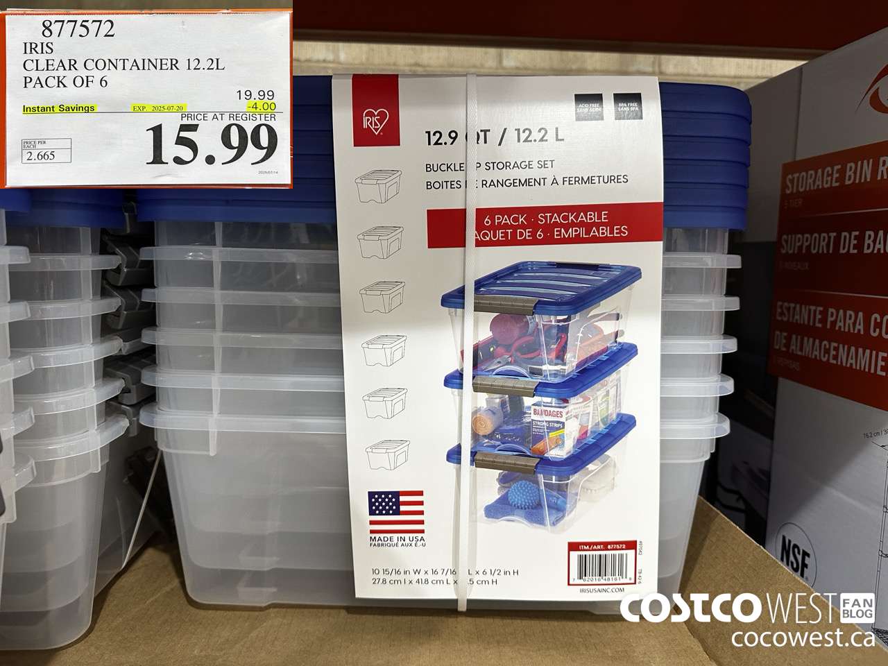 877572 IRIS CLEAR CONTAINER 12.2L PACK OF 6 ($4.00 INSTANT SAVINGS EXPIRES ON 2025-07-20) $15.99