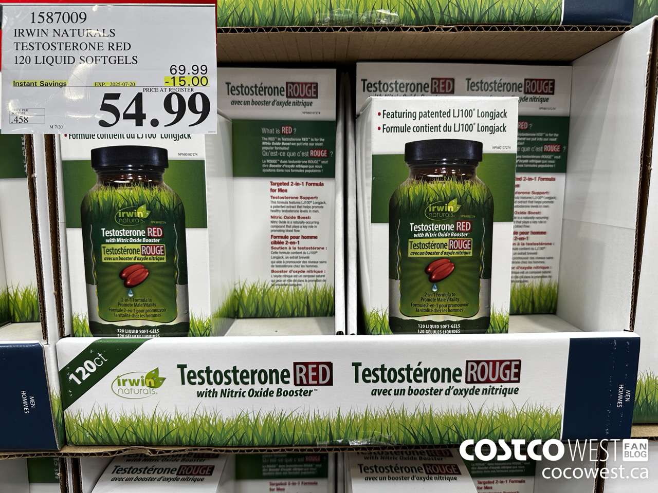 1587009 IRWIN NATURALS TESTOSTERONE RED 120 SOFT-GELS ($15.00 INSTANT SAVINGS EXPIRES ON 2025-07-20) $54.99