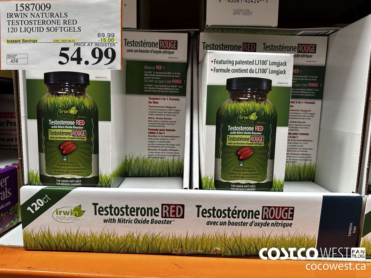 1587009 IRWIN NATURALS TESTOSTERONE RED 120 SOFT-GELS ($15.00 INSTANT SAVINGS EXPIRES ON 2025-08-03) $54.99
