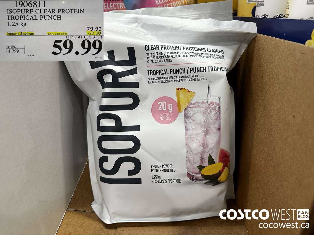 1906811 ISOPURE CLEAR PROTEIN TROPICAL PUNCH 1.25KG ($20.00 INSTANT SAVINGS EXPIRES ON 2025-08-03) $59.99