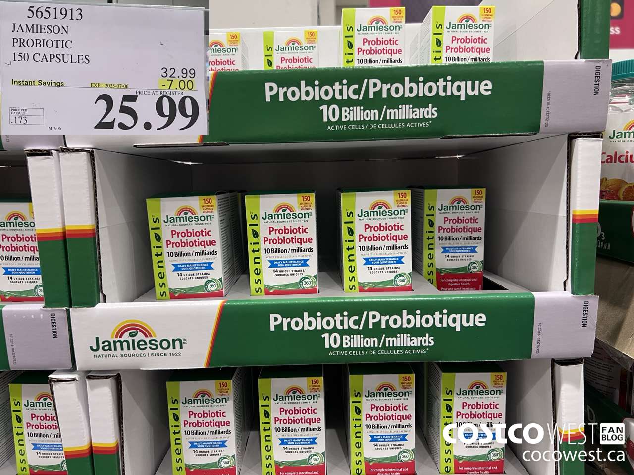 5651913 JAMIESON PROBIOTIC 10 BILLION 150 COUNT ($7.00 INSTANT SAVINGS EXPIRES ON 2025-07-06) $25.99