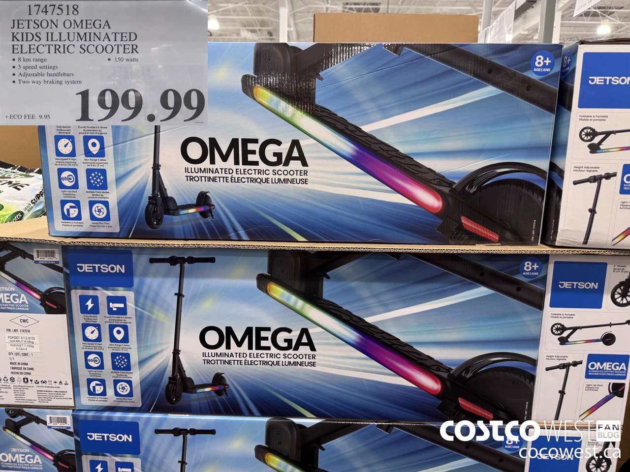 1747518 JETSON OMEGA KIDS ILLUMINATED ELECTRIC SCOOTER $199.99