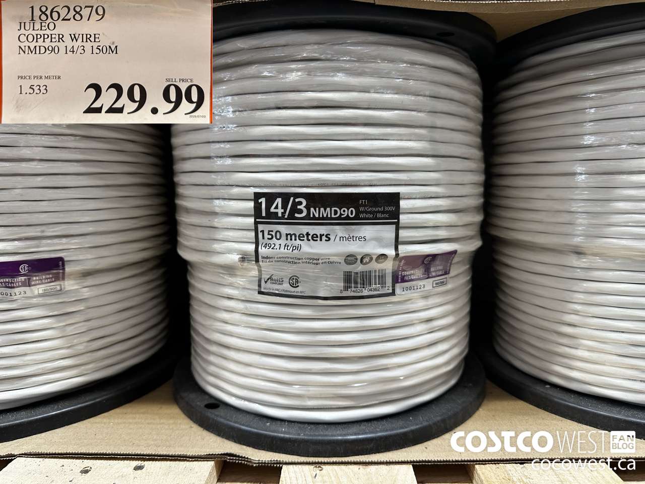 1862879 JULEO COPPER WIRE NMD90 14/3 150M $229.99