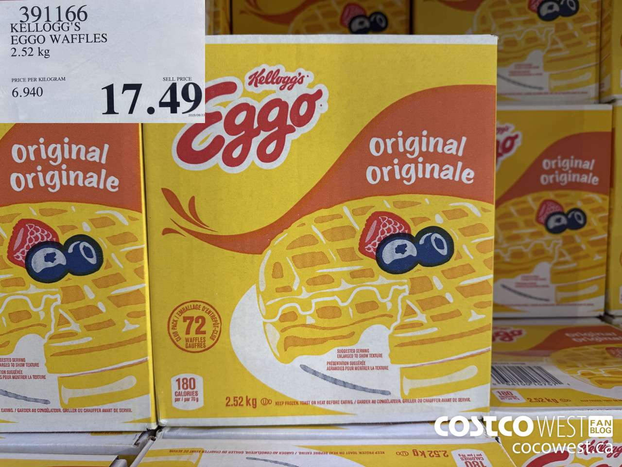 391166 KELLOGG'S HOMESTYLE EGGO WAFFLES 72 COUNT $17.49