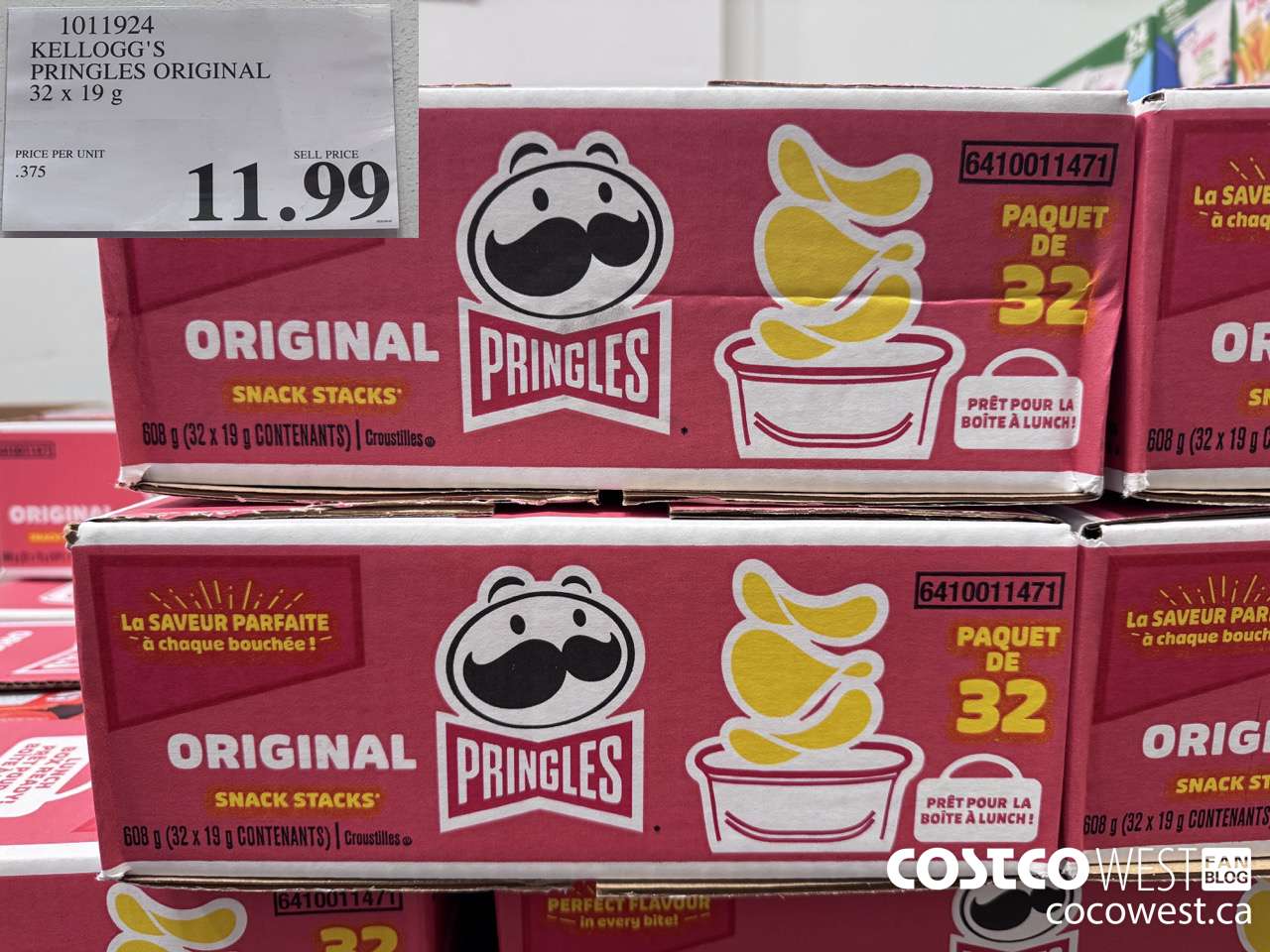 1011924 KELLOGG'S PRINGLES ORIGINAL 32 X 19 G $11.99