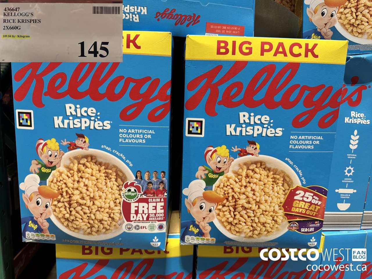 436647 KELLOGG'S RICE KRISPIES 2 X 660G $145.00