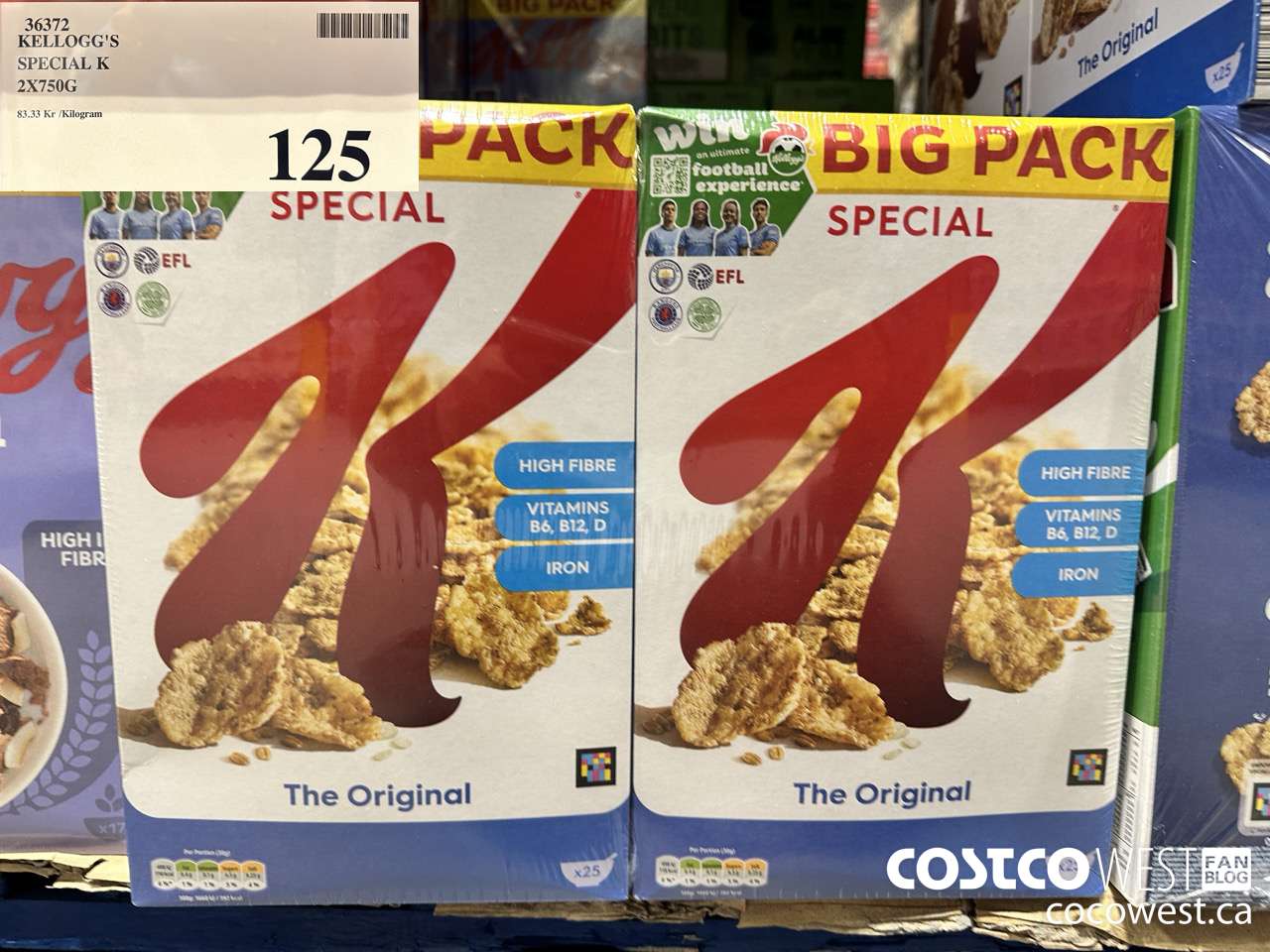 36372 KELLOGG'S SPECIAL K 2 X 750G $125.00