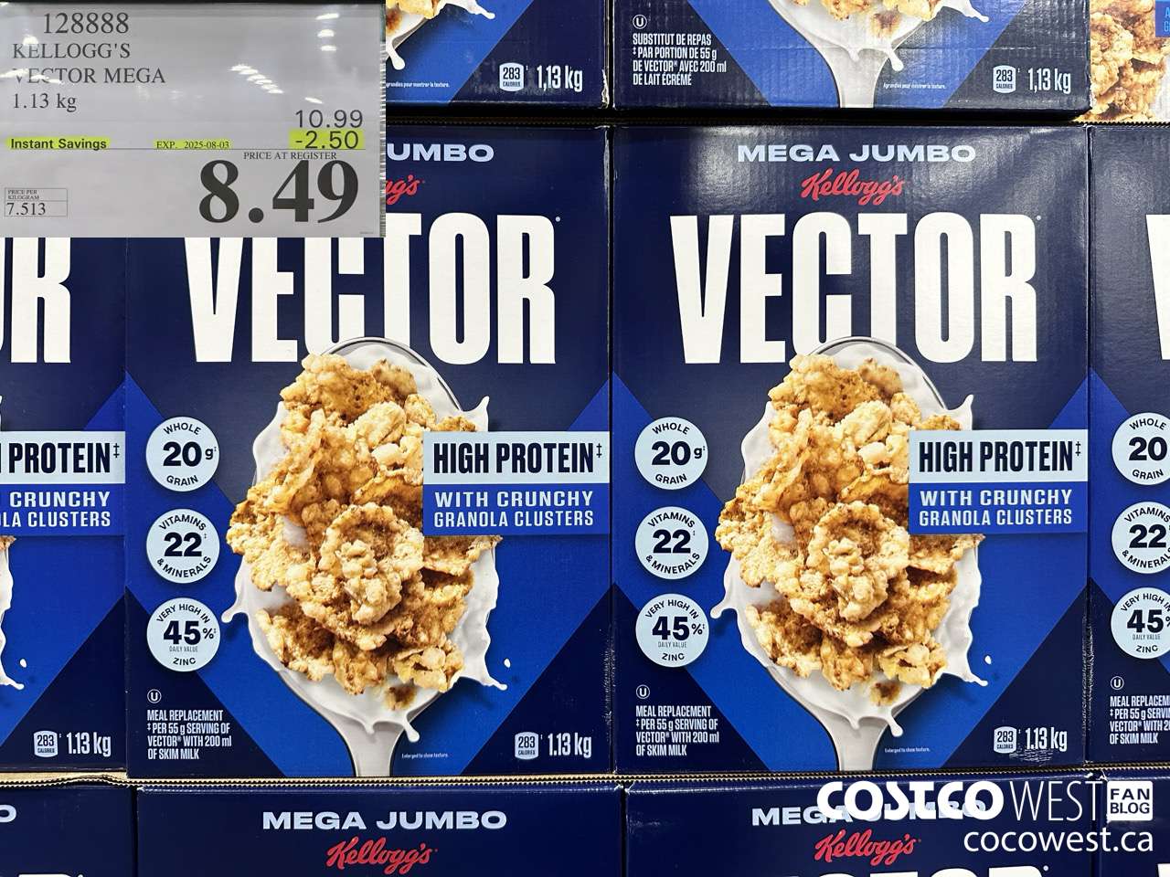 128888 KELLOGGS VECTOR MEGA 1.13KG ($2.50 INSTANT SAVINGS EXPIRES ON 2025-08-03) $8.49