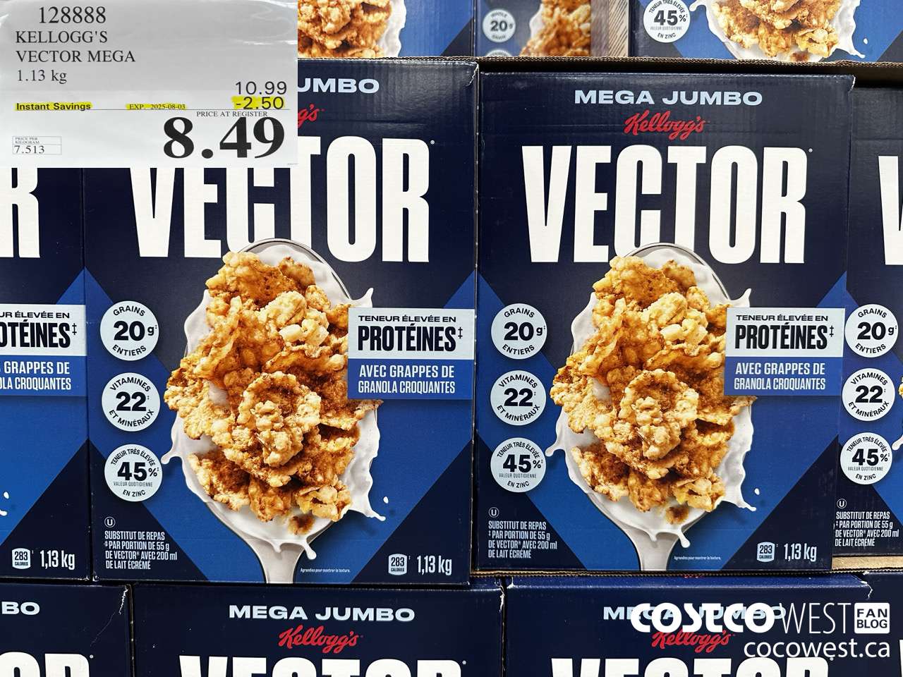 128888 KELLOGGS VECTOR MEGA 1.13KG ($2.50 INSTANT SAVINGS EXPIRES ON 2025-08-03) $8.49