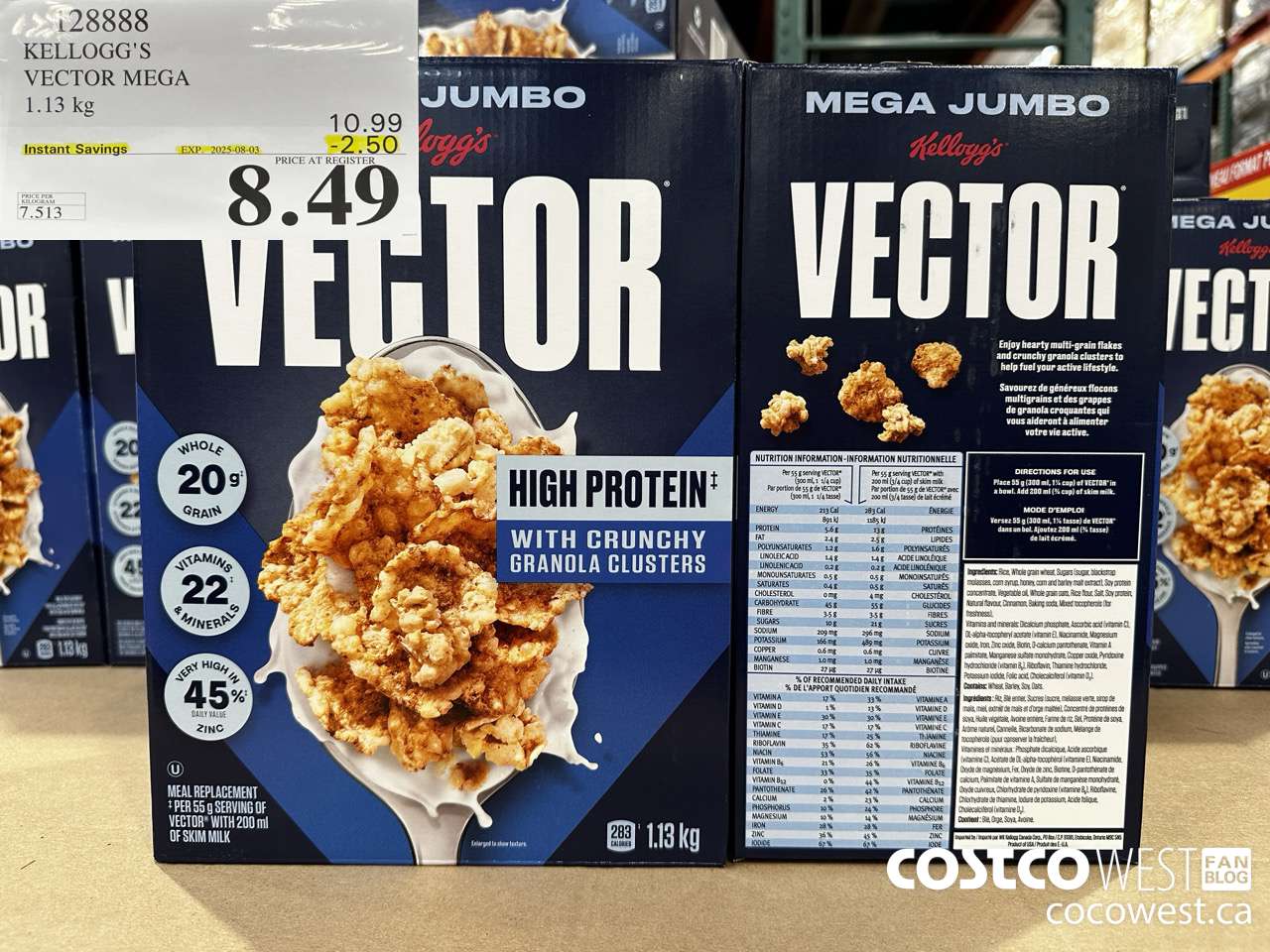 128888 KELLOGGS VECTOR MEGA 1.13KG ($2.50 INSTANT SAVINGS EXPIRES ON 2025-08-03) $8.49